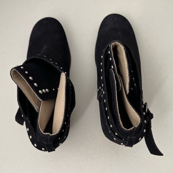 Boden Keira Ankle Boots Women's Size 41/9.5 Navy Blue Studded Suede Edgy Chic - Picture 15 of 16